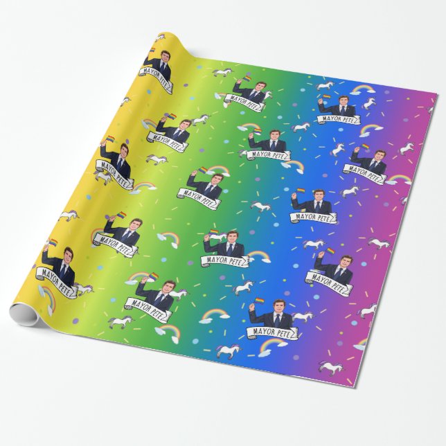 Mayor Pete Pride Wrapping Paper (Unrolled)