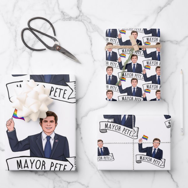 Mayor Pete Pride Wrapping Paper Sheet (Front)