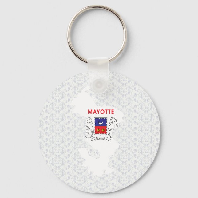 Mayotte Flag Map full size Key Ring (Front)