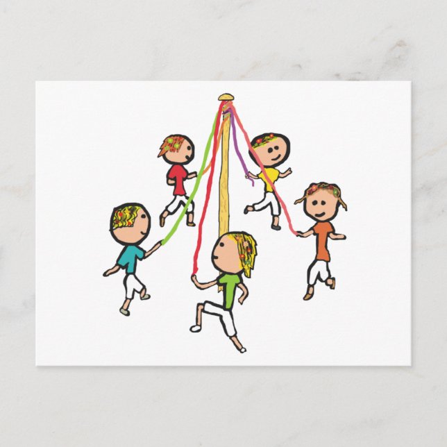 Maypole Dancing Postcard (Front)