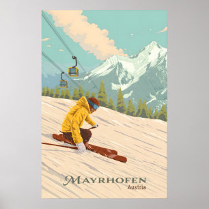 Mayrhofen Austria Ski Resort Travel Poster