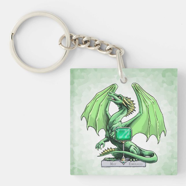 May's Birthstone Dragon: Emerald Key Ring (Front)