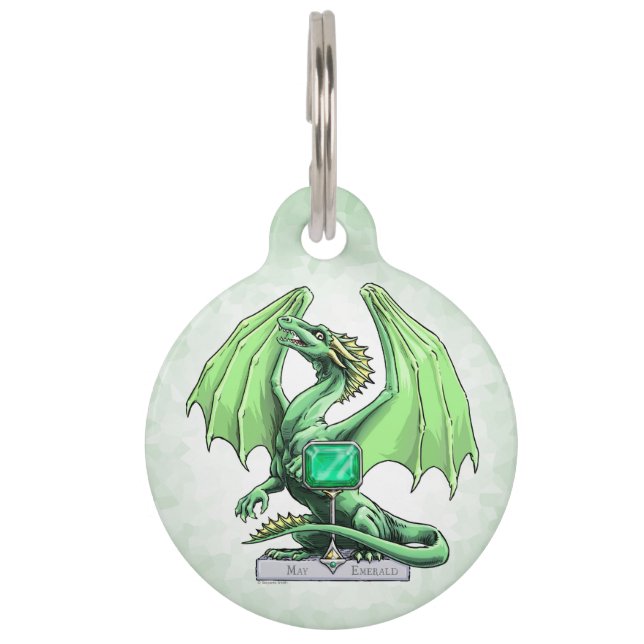 May's Birthstone Dragon: Emerald Pet Tag (Front)