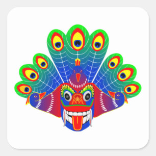 Mayura raksha (Sri Lanka peacock devil) design   Square Sticker