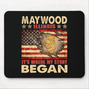 Maywood Illinois Usa Flag 4th Of July Mouse Mat