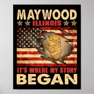 Maywood Illinois Usa Flag 4th Of July Poster