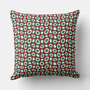 Maz Abstract Teardrops Teal Green Maroon Cream Cushion