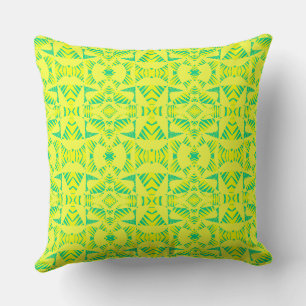 Maz Abstract Zebra Mosaic - Yellow Green Cushion