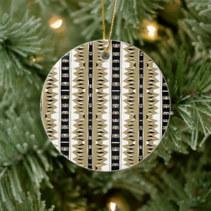 Maz Afrofuturist Pattern Gold Ceramic Tree Decoration