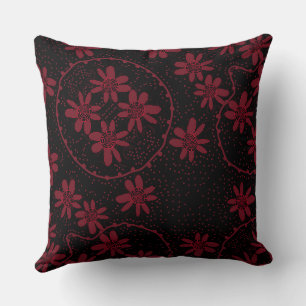Maz Floral Bubbles Polka Dot Black Red Cushion
