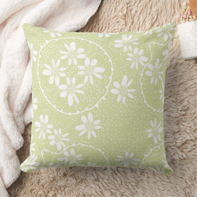 Maz Floral Bubbles Polka Dot Light Mint Cushion (Blanket)