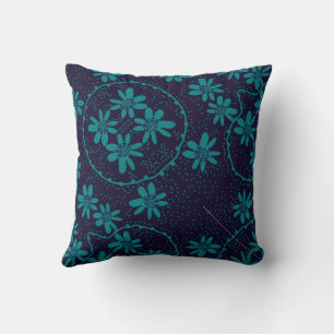 Maz Floral Bubbles Polka Dot Navy Teal Cushion