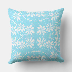 Maz Floral Bubbles Polka Dot White Baby Blue Cushion