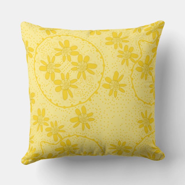 Maz Floral Bubbles Polka Dot Yellow Cushion (Back)