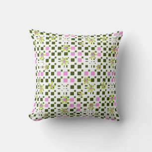 Maz Floral Square Conundrum - Green Pink White Cushion