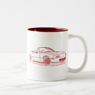 Maz Miata MX5 gen1 1991 sketch Two-Tone Coffee Mug