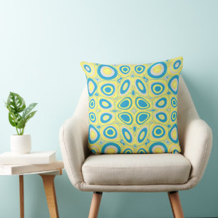 Maz Psychedelic Eggs - Blue Grey Yellow Cushion