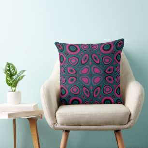 Maz Psychedelic Eggs - Magenta Black Teal Cushion