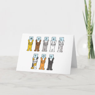 Mazal Tov Cats Holding Letters Card