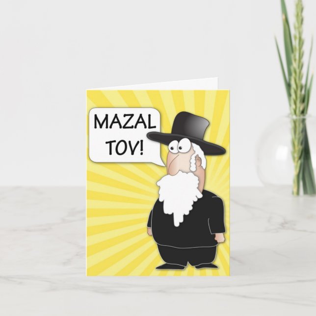 Mazal Tov Greeting Card - Jewish Rabbi cartoon (Front)