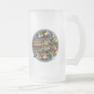 mazal tovs frosted glass beer mug