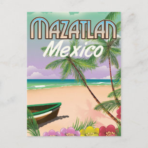 Mazatlan Beach Mexico Beach travel poster Postcard