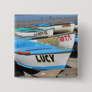 Mazatlan Fishing Boats 15 Cm Square Badge