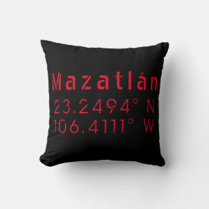 Mazatlán Latitude and Longitude Cushion
