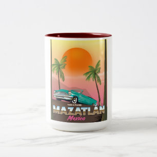 Mazatlán Mexico travel poster Two-Tone Coffee Mug