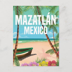 Mazatlán Mexico Vintage beach travel poster Postcard