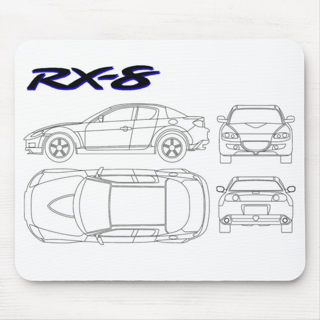 Mazda rx8 rx-8  blueprint print mouse mat (Front)