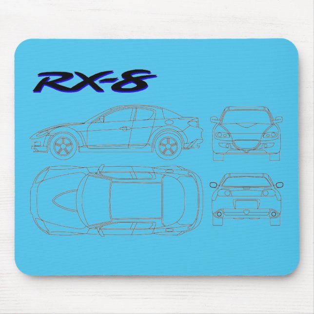 Mazda rx8 rx-8  blueprint print mouse mat (Front)