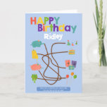 Maze Activity Child Birthday Card - Animals Trace<br><div class="desc">It's a fun card and a present in one! Personalise this cute activity birthday card for any child in your life. This interactive card includes 2 educational activities to engage the birthday boy or girl - a tracing maze and a colouring page featuring cute animals (elephant, cat. bear and frog)...</div>