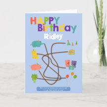 Maze Activity Child Birthday Card - Animals Trace