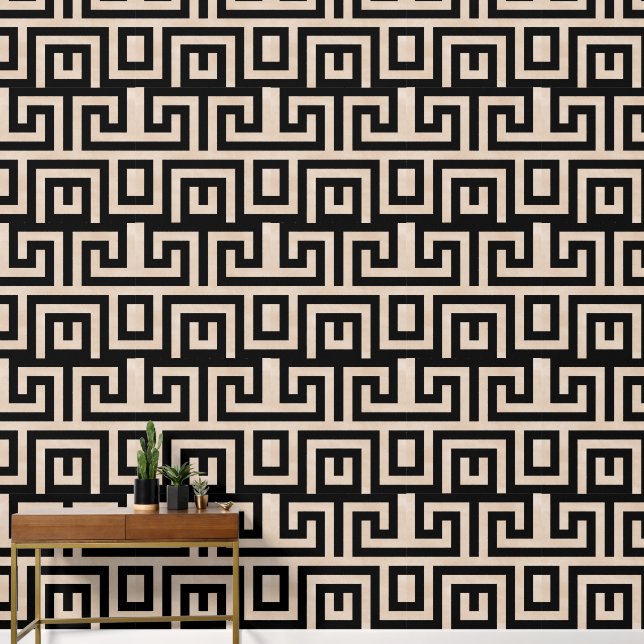 Maze Black and Taupe Wallpaper (Hallway)