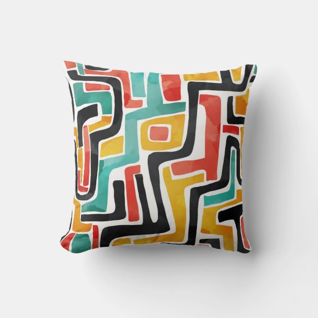 Maze Design Throw Pillow – Abstract Home Decor (Front)