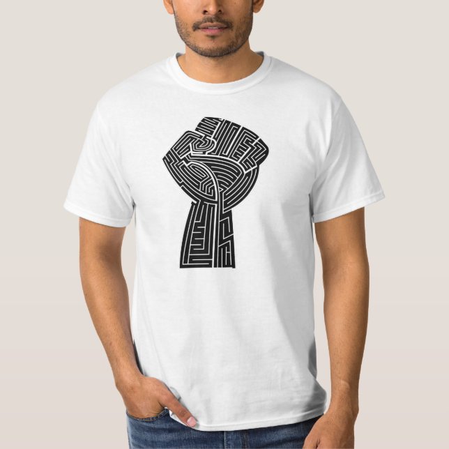 Maze Life Blk Power Fist Mens T-Shirt (Front)