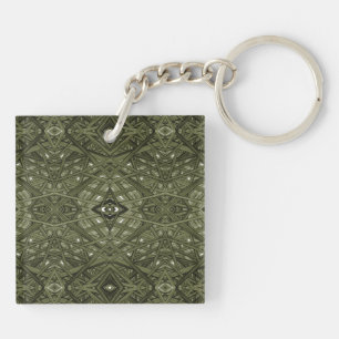 Maze Yellow Abstract Alcohol Ink Art Key Ring