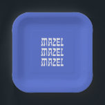 Mazel Mazel Mazel Hanukkah Blue Paper Plate<br><div class="desc">Mazel Mazel Mazel Hanukkah</div>
