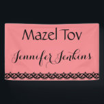 Mazel Tov Banner<br><div class="desc">Wish your favourite person Mazel Tov or Congratulations with this customised banner. Banner includes a beautiful decorative bottom border.  Banner is great for all types of celebrations:graduations, bat mitvah,  shower,  engagement,  anniversary,  wedding and more. Change the background colour,  font colour,  font style to the style of your choice.</div>