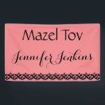 Mazel Tov Banner<br><div class="desc">Wish your favourite person Mazel Tov or Congratulations with this customised banner. Banner includes a beautiful decorative bottom border.  Banner is great for all types of celebrations:graduations, bat mitvah,  shower,  engagement,  anniversary,  wedding and more. Change the background colour,  font colour,  font style to the style of your choice.</div>