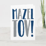 Mazel Tov Block Navy   Gray Card<br><div class="desc">Congratulate the bat mitzvah girl or bar mitzvah boy with this simple "Mazel Tov!" greeting card adorned with festeemed handblock letters. Left blank inside for your own personal message. Perfect for a gift or check enclosure. Buy more than one if you have multiple mitzvah celebrations in the upcoming months.</div>