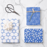 Mazel tov! Blue Star of David & Polkadots Wrapping Paper Sheet<br><div class="desc">NewParkLane - Wrapping Paper Sheets for Jewish celebrations; one with a blue Star of David pattern, one with Yiddish 'Mazel tov!' wish, and the third with a white polkadots / confetti pattern. A fundesign to wrap your Holiday gifts, Hannukah or Bar Mitswa presents! You can change the background to any...</div>