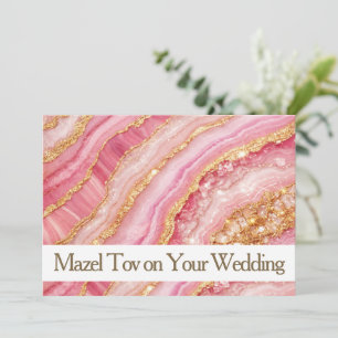 Mazel Tov Card for Wedding, Pink Gold Agate, Luxe