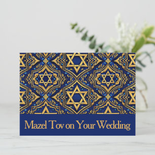 Mazel Tov Card for Wedding, Star of David Blue