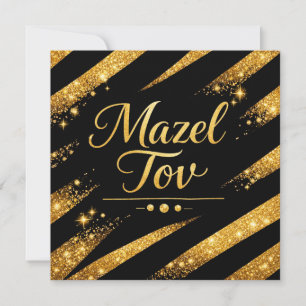 Mazel Tov Card, Gold Black Luxe Jewish Greeting