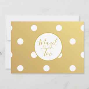 Mazel Tov Card, Gold White Polka Dots, Modern Art Invitation