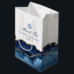 Mazel Tov Chic Blue Gold Personalised Bat Mitzvah Medium Gift Bag<br><div class="desc">Elegant navy blue and gold agate decorates the side of this modern Bat or Bar Mitzvah gift bag. Mazel Tov! Customise it under the Star of David. Perfect present for a chic,  stylish Jewish family.</div>