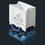 Mazel Tov Chic Blue Gold Personalised Bat Mitzvah Medium Gift Bag<br><div class="desc">Elegant navy blue and gold agate decorates the side of this modern Bat or Bar Mitzvah gift bag. Mazel Tov! Customise it under the Star of David. Perfect present for a chic,  stylish Jewish family.</div>
