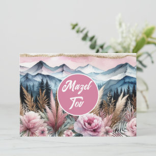 Mazel Tov Congratulations Card, Floral Mountains, Invitation